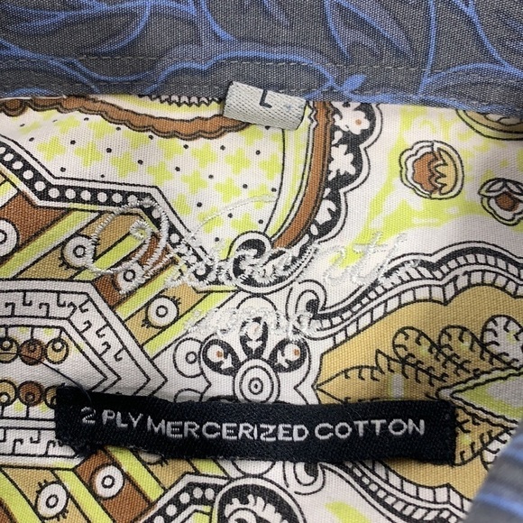 Men visconti uomo brown black blue chevron button down long sleeve shirt size L - Picture 5 of 5